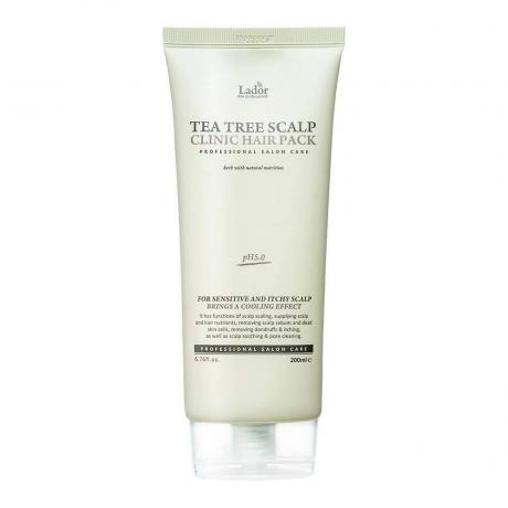  LA'DOR Tea Tree Scalp Clinic Hair Pack tube vert sur fond blanc