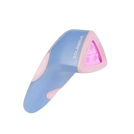 SolaWave Bye Acne Lysterapi Spot Treatment blåt og pink lysterapiapparat på hvid baggrund